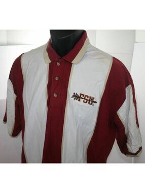 VTG Florida State Seminoles Striped Color Block Polo Shirt Large Combed Cotton